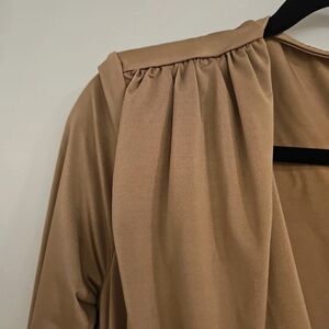 Puff shoulder nude dress
